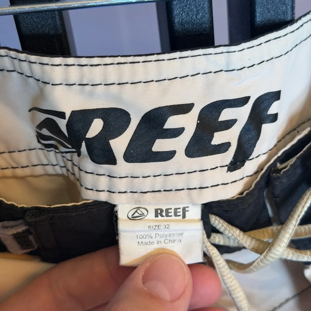 Reef Black and‎ Cream Striped Board Shorts